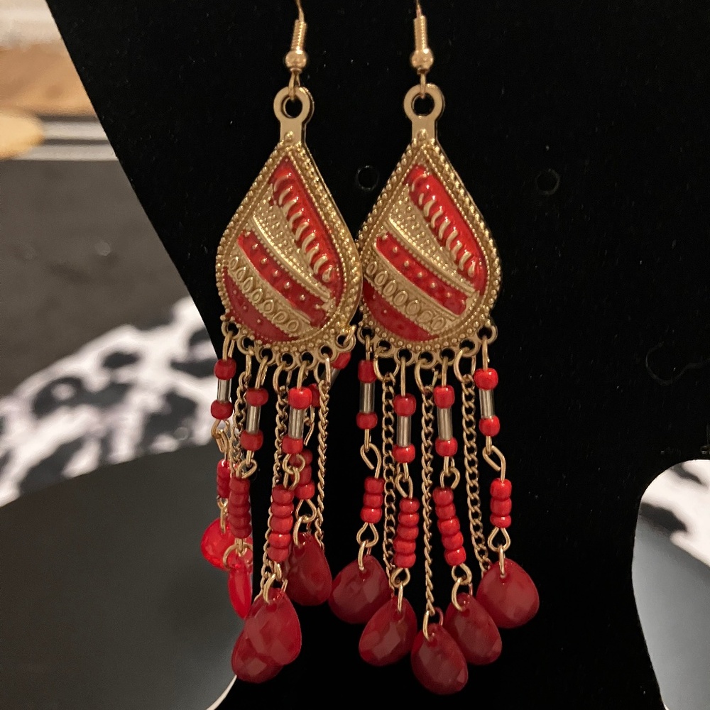 Red and Gold earring